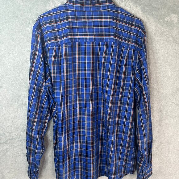 Prana Dolberg Flannel Shirt Mens L Blue Plaid Slim Fit Long Sleeve Button Up - Picture 7 of 15